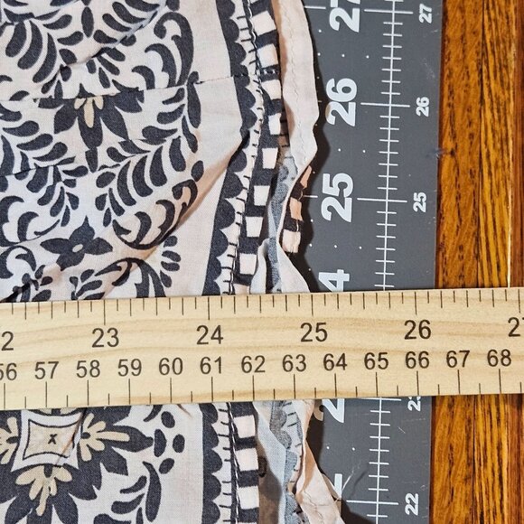 Artisan Ny Womens 3/4 Sleeve Boho Printed Blouse M 100% Rayon Blue & White - Picture 10 of 12